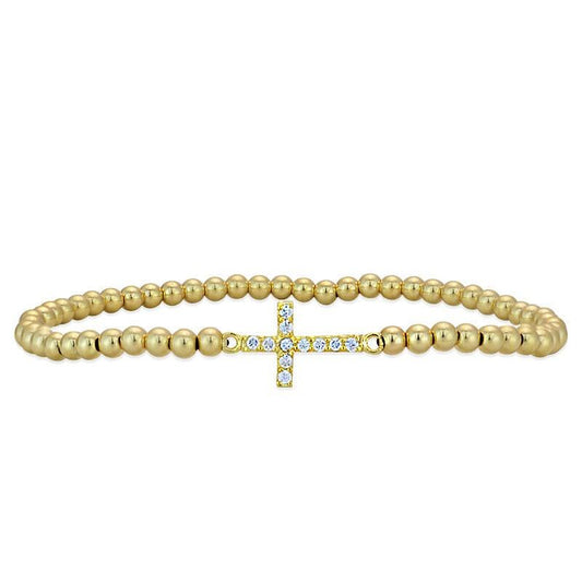 Cross Bracelet, Silver Bracelet, Beaded Bracelet,