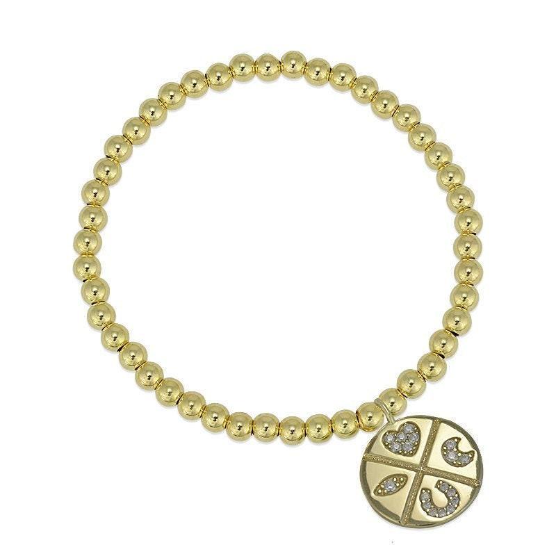Charm Bracelet, Disc Bracelet, Beaded Bracelet