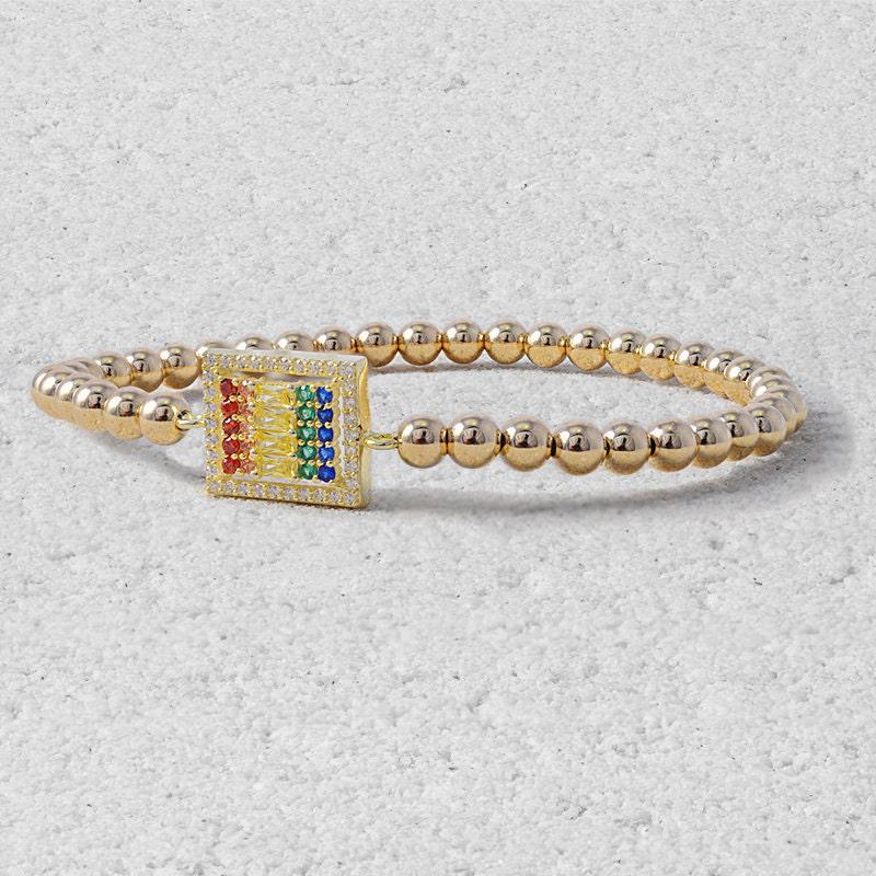 Rectangle Bracelet, Multicolor Bracelet, Beaded Bracelet