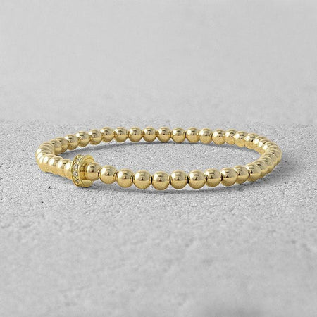 Dainty Gold Filled Cross Pendant Beaded Bracelet - Religious Women's Layering Jewelry