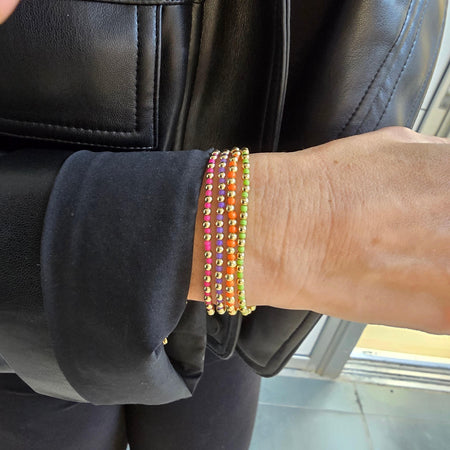 Dainty Gold Filled Cross Pendant Beaded Bracelet - Religious Women's Layering Jewelry