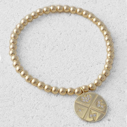 Disc Gold Bracelet, Gold Filled Bracelet, Boho Wrap Bracelet,