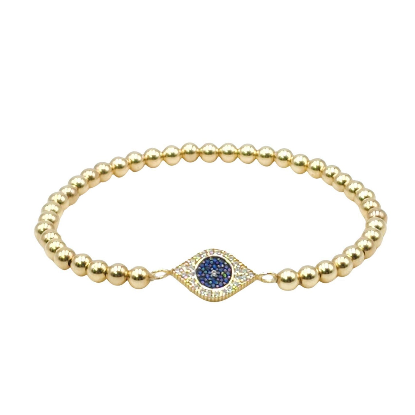 14kt Gold Filled Evil Eye Good Luck Bracelet with CZ Pendant for Stylish Stacking Set Tarnish Free Jewelry