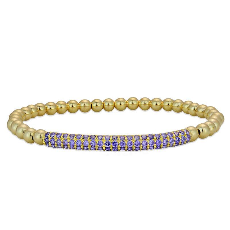 Gold Filled Cubic Zirconia Stacking Bracelet - Various Color Options Available - Pave Bar Design