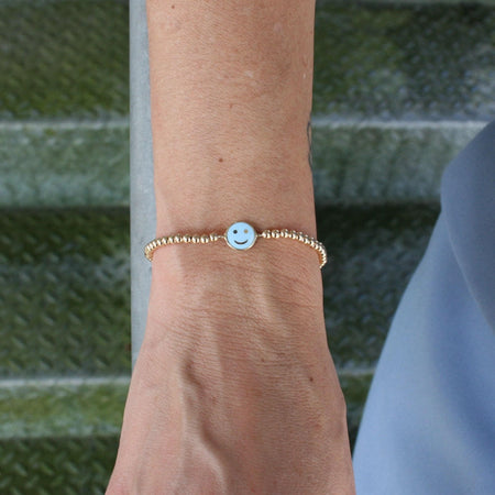 Dainty Gold Filled Cross Pendant Beaded Bracelet - Religious Women's Layering Jewelry
