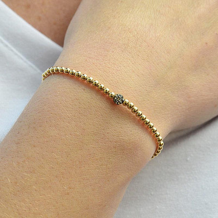 Dainty Gold Filled Cross Pendant Beaded Bracelet - Religious Women's Layering Jewelry