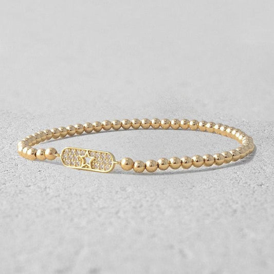 Star Bar Bracelet, Beaded Bracelet, Stretch Stacking Bracelet