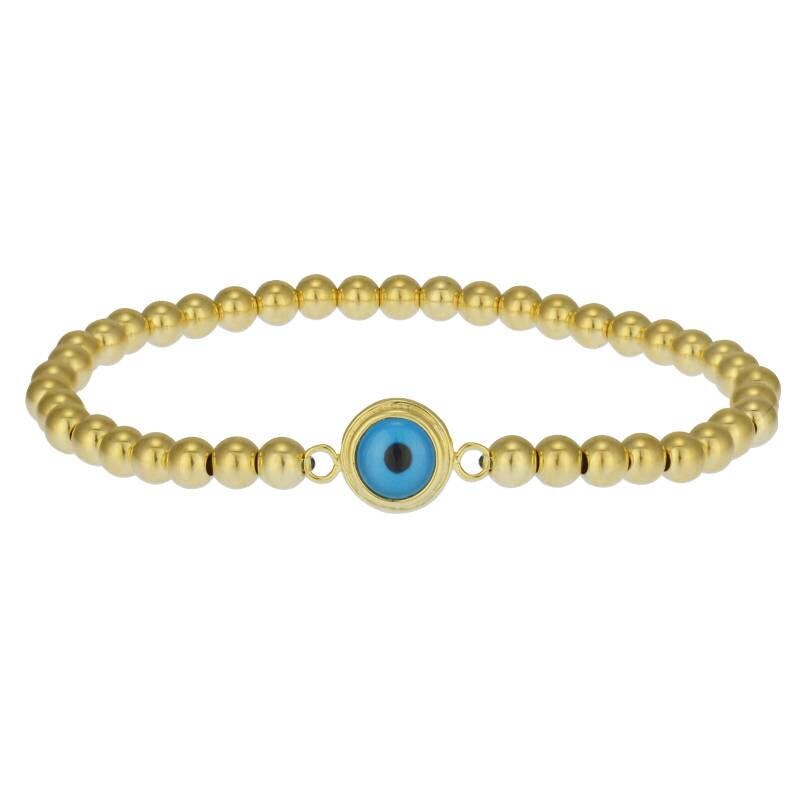 14kt Gold Filled Evil Eye Protection Bracelet - Stacking Luck Stretch by Isabella Celini