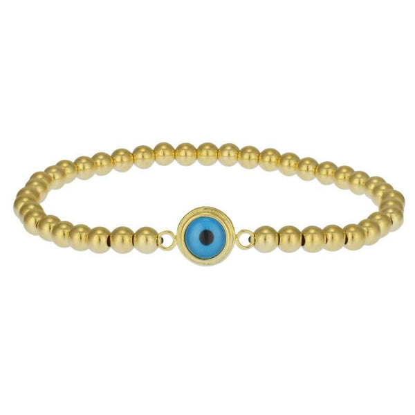 14kt Gold Filled Evil Eye Protection Bracelet - Stacking Luck Stretch by Isabella Celini