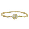 Gold Filled CZ Flower Bracelet - Stretch Stacking with Sterling Silver Pendant - Gift for Women