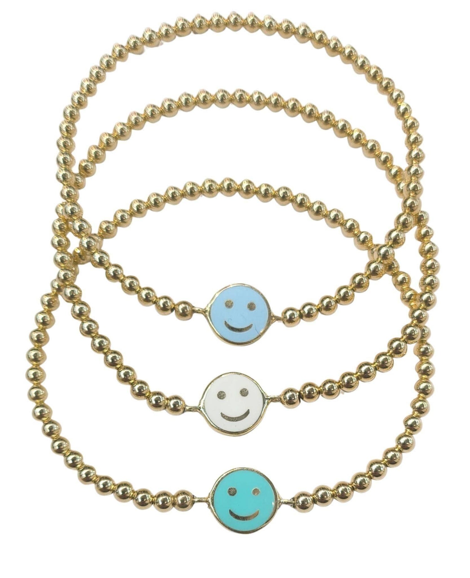 Gold Filled Emoji Smiley Face Stacking Bracelet - Enamel Colors Available