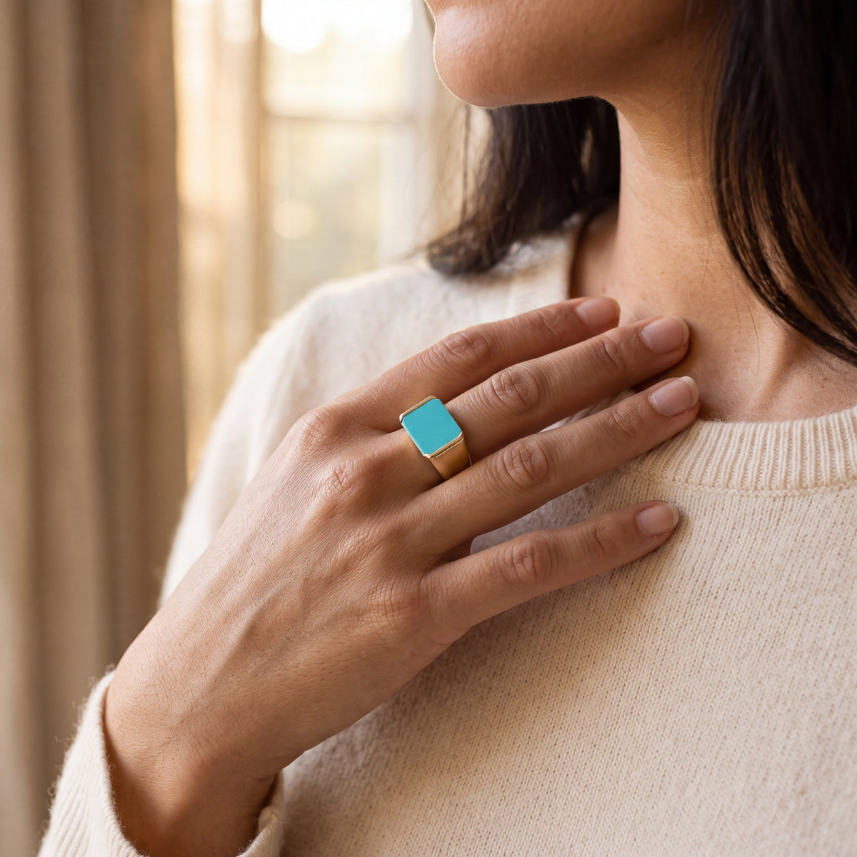 Turquoise Gold Pinky Ring