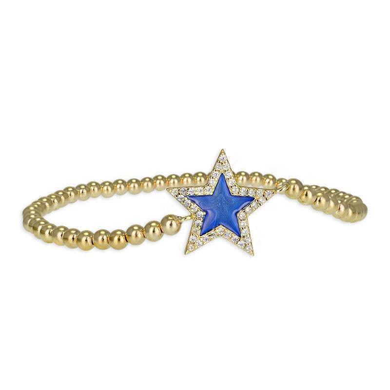 Gold Filled Beaded Star Bracelet with Enamel Finish and CZ Stackable Cubic Zirconia - Dazzling Bracelet for Any Occasion Ideal Gift
