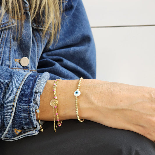 Protection Bracelet,Evil Eye Pendant,Boho Stretch Bracelet,