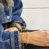 Dainty Gold Filled Cross Pendant Beaded Bracelet - Religious Women's Layering Jewelry