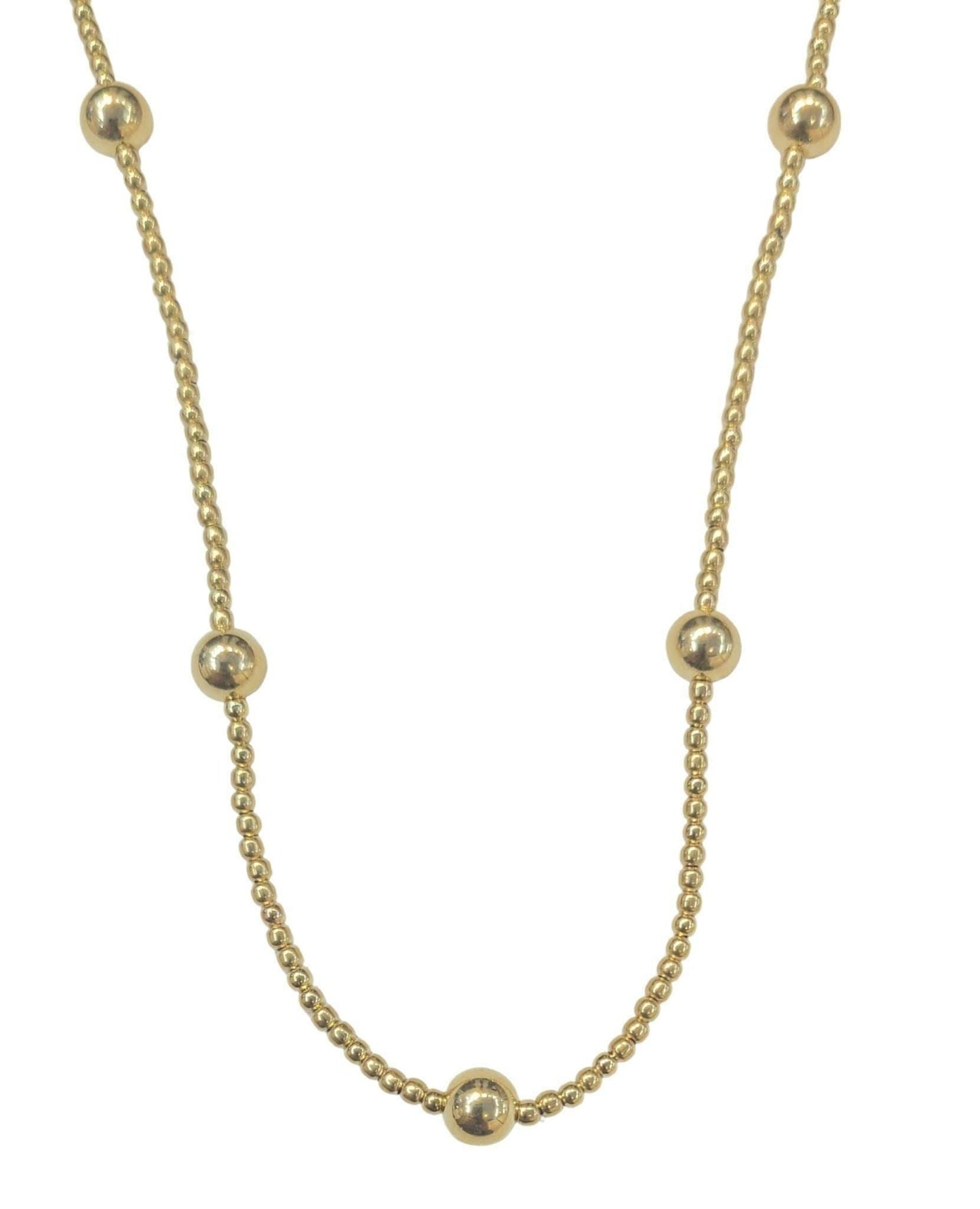 Dainty Beaded Station Necklace - Layering 14kt Gold Filled Necklace Tarnish Free - Handmade in Miami - ISABELLA CELLINI