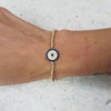 Gold Evil Eye Protection Bracelet - Women's Beaded Pendant Jewelry for Good Luck - Stacking Bracelet