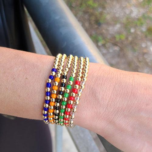 Colorful Stackable Gold Filled Beaded Bracelet - Waterproof Womens Jewelry