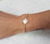 Gold Filled Beaded Cross Stacking Bracelet - Mother of Pearl Cross Pendant Bracelet - Perfect Gift