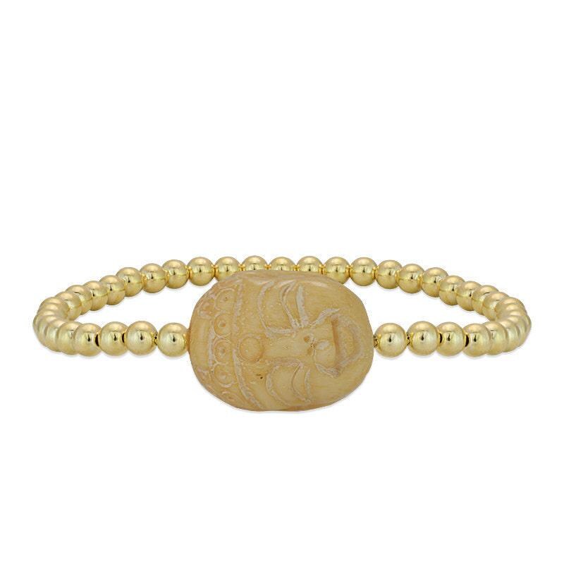 Buddhist GOLD FILLED Ball BRACELET – Women Non Tarnish Spiritual Small Wrist Beaded Bracelet