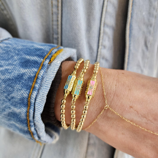 Gold Stack Bracelet, Gold Filled Bracelet, Beaded Bracelet,