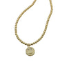 Gold Filled Smiley Face Necklace - Bridesmaid Layering Jewelry with Happy Face Pendant - 3mm Beaded Design