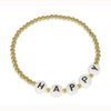 Gold Filled Happy Letter Beaded Bracelet - Customizable Tarnish-Free Waterproof Jewelry