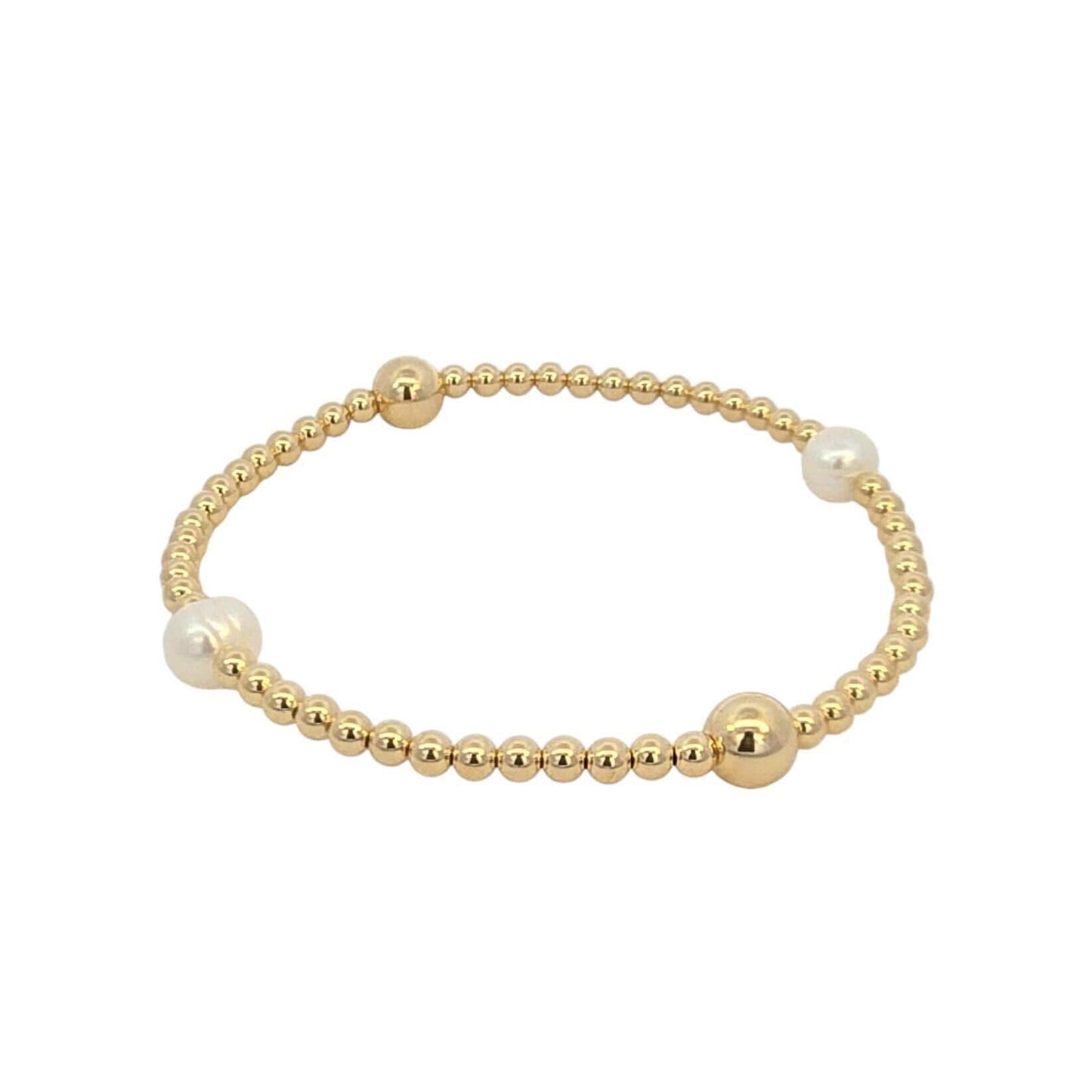 Dainty 14k Gold Filled Stretch Pearl Bracelet - Fresh Water Pearl Stacking Bracelet - Tarnish Free Jewelry