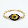 Evil Eye Protection Bracelet - Spiritual Good Luck Charm with Gold Filled Beads - Stretch Stackable Bracelet