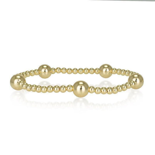 14kt Gold Filled Beaded Bracelet - 3mm  7mm Beads - Layering Jewelry - Dainty Stretch Stacking Bracelet for Women
