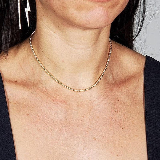 14kt Gold Filled 3 mm Necklace, Dainty Gold Filled Boho Beaded Hippie Jewelry, Tarnish Free Necklace