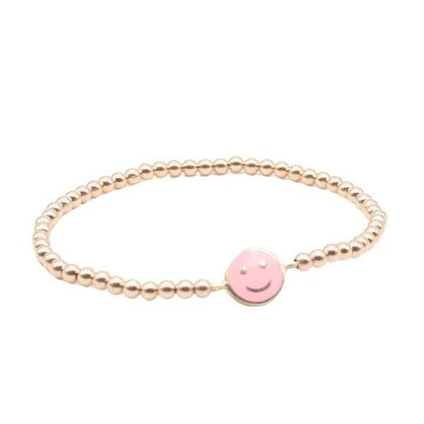 Gold Filled Emoji Smiley Face Stacking Bracelet - Enamel Colors Available