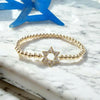 Jewish Bracelet with Gold Filled Beads and Israel Map Charm - Star of David Bracelet for Women
