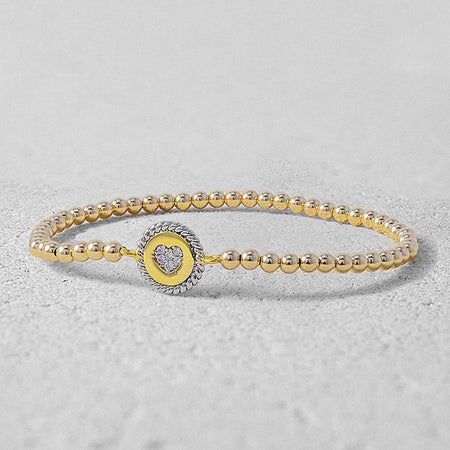 Dainty Gold Filled Cross Pendant Beaded Bracelet - Religious Women's Layering Jewelry