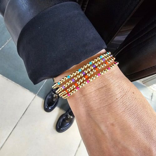 Colorful Bead Bracelet, Gold filled Bracelet, Boho Chic Bracelet