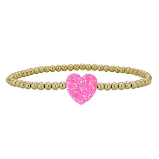 Heart Bracelet, Opal Gemstone Bracelet, Beaded Bracelet
