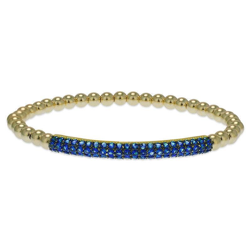 Gold Filled Cubic Zirconia Stacking Bracelet - Various Color Options Available - Pave Bar Design