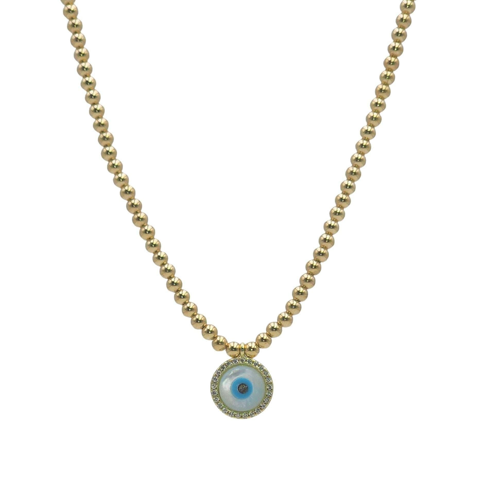 Evil Eye necklace, Dainty Bead Necklace, Isabella Necklace,