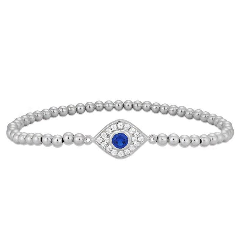 Gold Evil Eye Protection Bracelet - Stretchy Good Luck Stacking Bracelet for Women