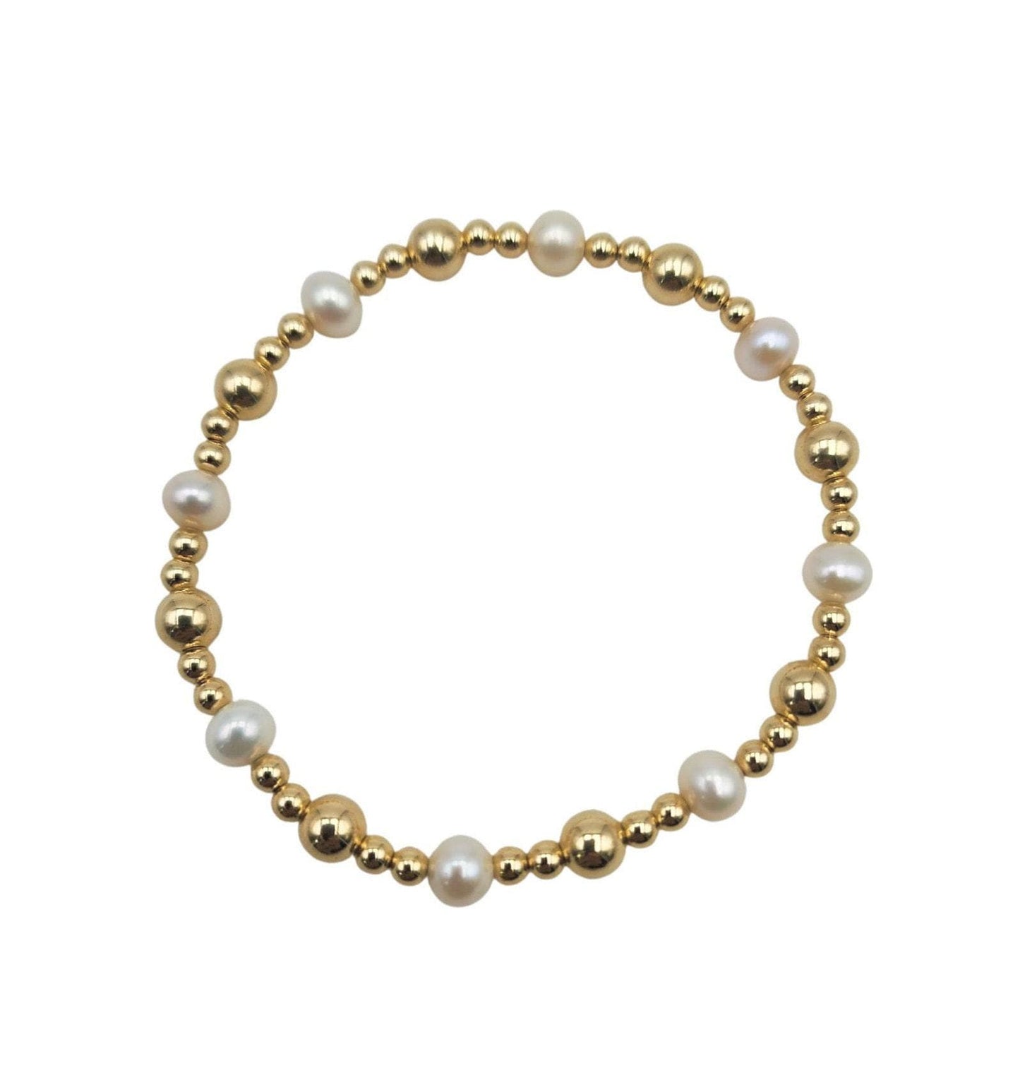Dainty Stretch Bracelet 14k Gold Filled Freshwater Pearls for Women's Jewelry Stacking Bracelet