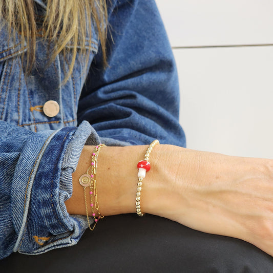 Mushroom Bracelet, Gold Filled Bracelet, Delicate Bracelet,