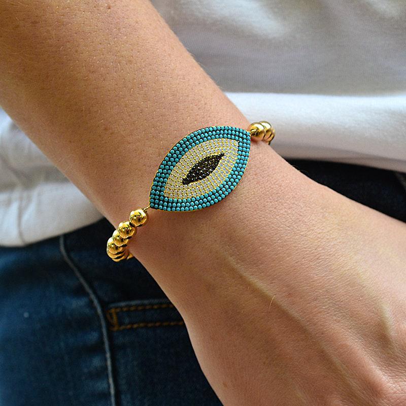 Turquoise Bracelet, Evil Eye Bracelet, Beads Stacking Bracelet