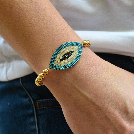 Turquoise Bracelet, Evil Eye Bracelet, Beads Stacking Bracelet