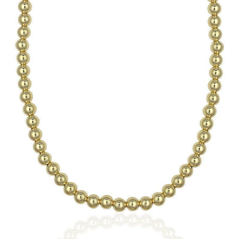 Dainty Gold Filled Layering Necklace 5mm Beaded Bohemian Bridesmaid Gift - Perfect for Women - Tarnish Free