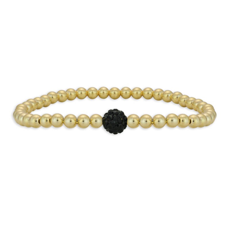 Cubic Zirconia Pave Ball Gold Filled Bracelet For Ladies Wear - Stretch Stacking Boho Chic Bracelet