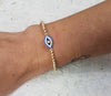 Gold Filled Evil Eye Bracelet with Cubic Zirconia - Enamel Protection Design