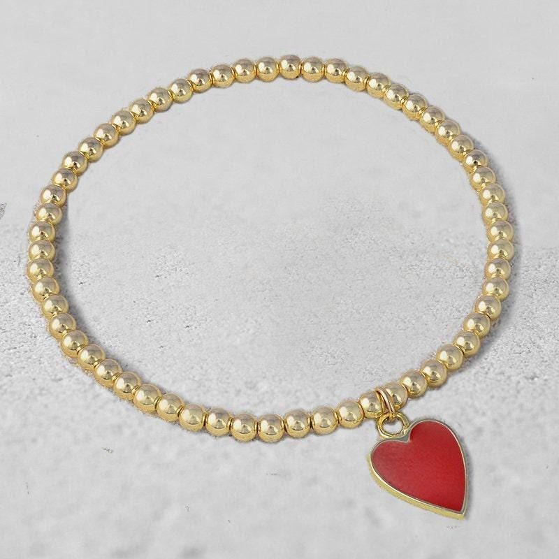 Heart Love Bracelet, Charm Bracelet, Beads Stacking Bracelet