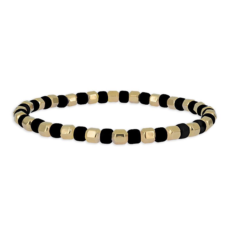 Gold Filled Stacking Bracelet with Faceted and Colorful Beads - 4mm  Stretch Layering Bracelet