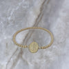 Miraculous Medal Pendant Gold Filled Beads Bracelet, Cute Religious Adjustable Bracelet, Tarnish Free Jewelry