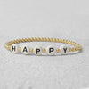 Gold Filled Happy Letter Beaded Bracelet - Customizable Tarnish-Free Waterproof Jewelry
